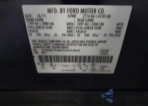 2016 Ford Explorer Xlt from USA, damaged, VIN 1FM5K7D80GGA33652